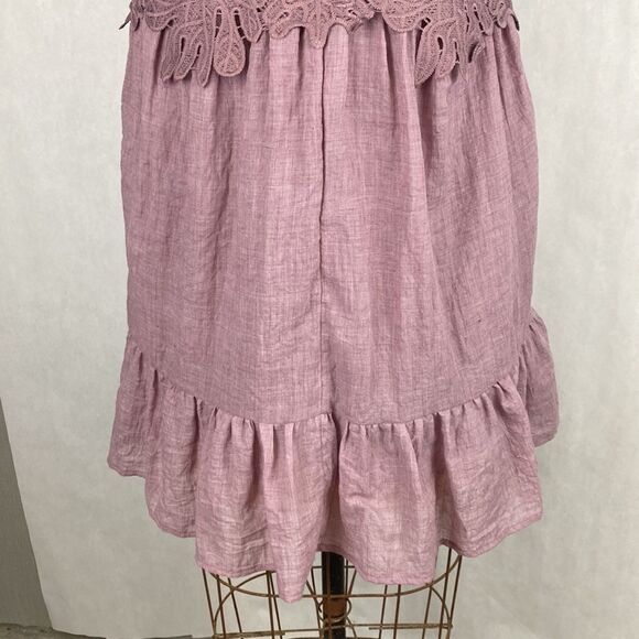 Umgee Tiered Dress Lace Bodice Small Short Lined Sleeveless Flowy - Picture 7 of 13